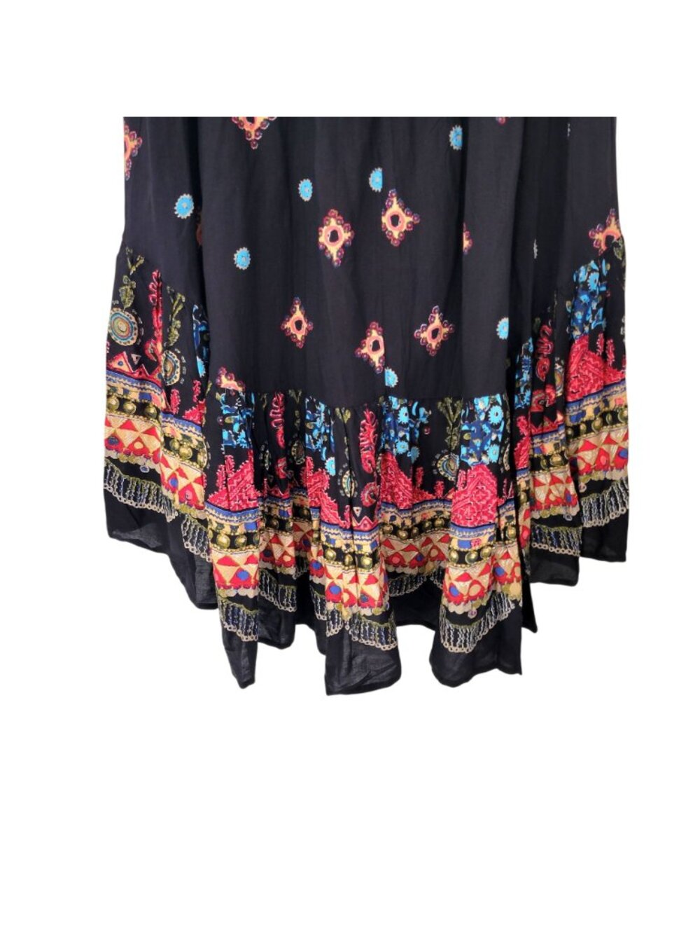 The Pyramid Collection Boho Ruffled Maxi Skirt Large Multicolor Rayon - Picture 6 of 7